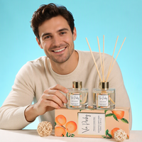 Diffuseur parfumé Pêche Dansante 100ml avec bâtonnets aromatiques fruités Pinky, bouteille en verre, parfum d'ambiance Sweet Home, cadeau, logo personnalisé