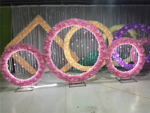 Fête nuptiale bal jardin décoration florale Double rond toile de fond support Ballon <span class=keywords><strong>métal</strong></span> tonnelle arc de mariage pour cérémonie, - Product Image 2