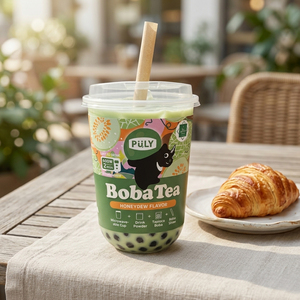 Honeydew Fast Heat Green Melon Milk Tea Microwave Boba <b>Cup</b> Halal <b>Cup</b> Kit Self Contained Straw For Quick Grab And Go Stores - Product Image 2