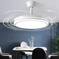 Ventilateur de plafond moderne invisible avec lumière LED, moteur DC, grand volume d'air, télécommande pour chambre et salle à manger
