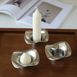 Bloom Botanica tè luce portacandele Set in acciaio inox 304 lucido a specchio argentato - Product Image 3