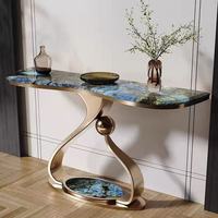 Table console extensible moderne en acier inoxydable et marbre, couleur personnalisable, style luxe léger, pour salle à manger, couloir, meubles de maison