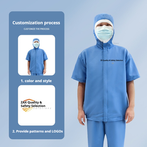 Camisa de Trabajo de Manga Corta Antiestática de Grado Alimenticio, Protección ESD, Bata Desechable de Cuello Redondo No Tejida para Fábricas de Procesamiento de Alimentos - Product Image 2