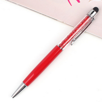 Mode beauté logo personnalisé promotionnel de haute qualité stylo à bille de cristal en métal avec stylet à écran tactile