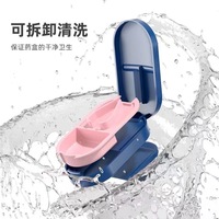 Pemotong Tablet Plastik Bentuk Oval Gaya Jepang Baru, Pembagi Pil Portabel, Kotak Pil Mini Dua-dalam-Satu