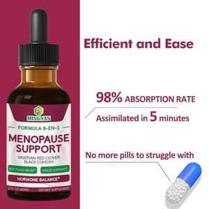 Gouttes OEM/ODM pour le soulagement de la ménopause avec cohosh noir, racine de valériane, trèfle rouge, supplément contre les bouffées de chaleur et pour l'équilibre hormonal pour femmes - Product Image 5