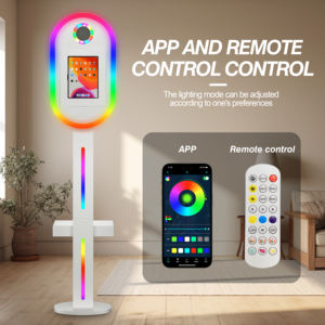 Vanplex hình bầu dục iPad Photo Booth Shell máy DSLR khả năng tương thích kiosk máy ảnh chủ kim loại + LCD vòng ánh sáng Trọng lượng nhẹ xách tay 1 - Product Image 3