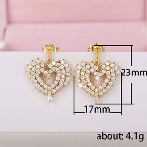 Orecchini Pendenti a Cuore Scintillante per Donne, Orecchini Pendenti con Effetto Pavé, Gioielli di Moda per Uso Quotidiano e Feste - Product Image 5