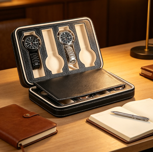 Boîte de voyage de luxe en cuir PU pour montres, étui de rangement multi-compartiments pour montres-bracelets, logo personnalisé pour cadeau de boutique de montres - Product Image 4