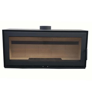 Poêle à <span class=keywords><strong>bois</strong></span> suspendu - Taille personnalisable, <span class=keywords><strong>plaque</strong></span> en acier épaissie, verre panoramique incurvé, pour montage mural dans le salon - Product Image 1