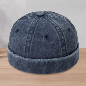 Casquette Docker en coton <span class=keywords><strong>d</strong></span>élavé vintage, sans visière, style baseball, unisexe, réglable, rétro, casquette de type 'landlord', casquette hip-hop, casquette 'skullcap', casquette '<span class=keywords><strong>melon</strong></span>' pour hommes - Product Image 2