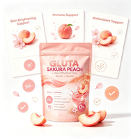 Bubuk Label Pribadi OEM Gluta Sakura Peach dengan L-Glutathione 250mg untuk Dukungan Kesehatan Kulit & Tubuh