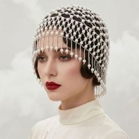 Chapeau en maille perlée élégant fait main Luoyan avec pampilles et perles, accessoires de cheveux, coiffe de mariée