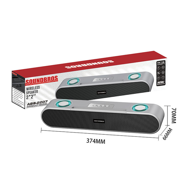 ABS-2207 Stereo Bass Wireless Blue-tooth Mini Soundbar Speaker with FM Radio Portable Loud Sound Woofer Active Computer Speaker