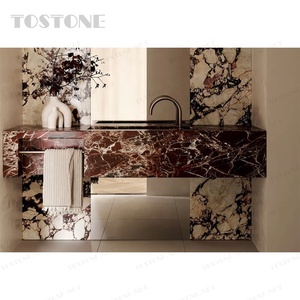 Tostone 2026 Ventes Flash : Meuble-lavabo en marbre rouge naturel Rosa Levanto pour la décoration minimaliste de la maison, du salon et du bureau - Product Image 1