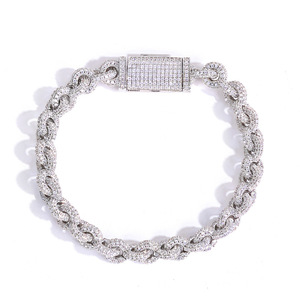 Bracelets Moissanite à maillons ovales lourds en Vermeil d'or Argent S925 Pavé de diamants Hip Hop Personnalisé Iced Out Streetwear Fournisseurs B2B OEMs - Product Image 6