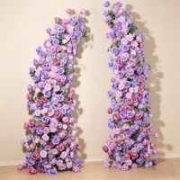 Arche de fleurs artificielles pour mariage, rose et violette, avec roses faites à la main pour la décoration de la cérémonie, livraison rapide