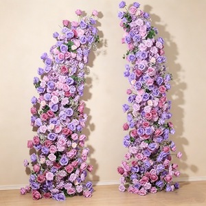 ซุ้มดอกไม้ประดิษฐ์สีม่วงชมพูสำหรับตกแต่งพิธีแต่งงาน - Product Image 4