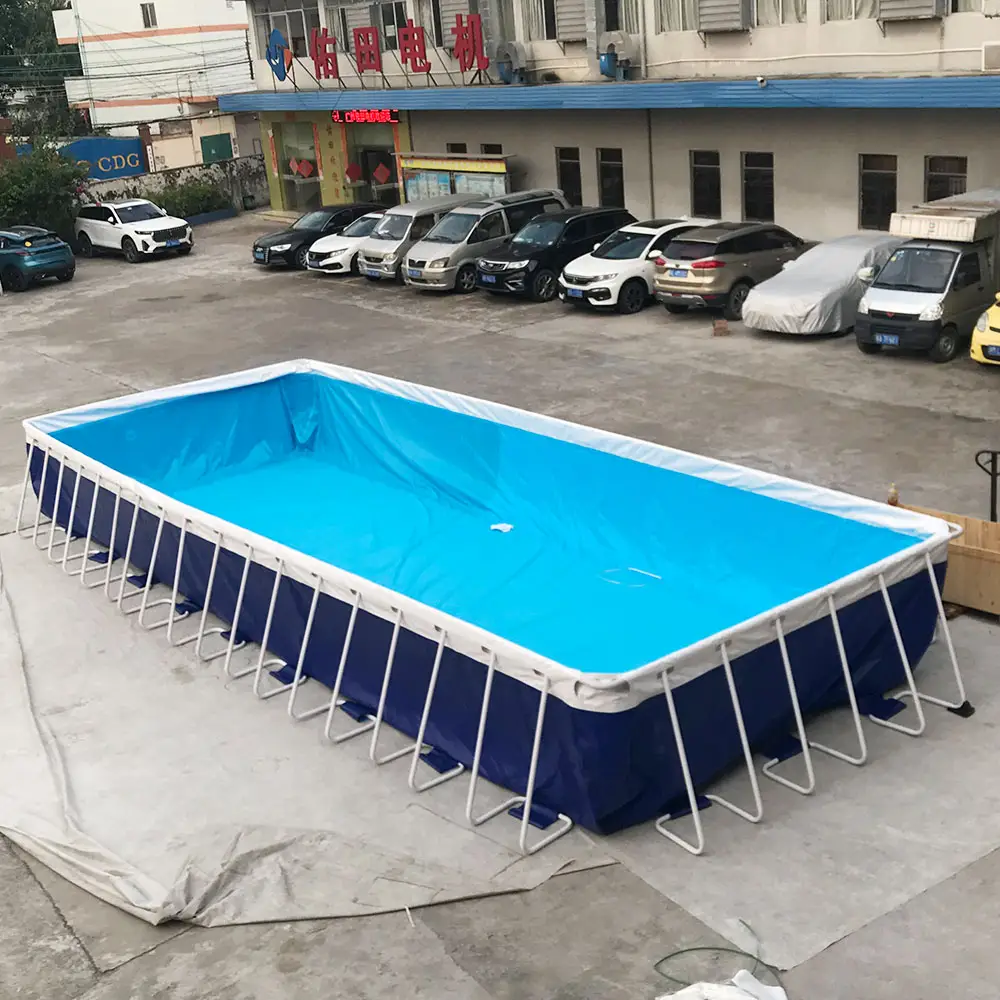 Neue Rahmen pools schwimmen im Freien Erwachsene aufblasbar mit Rutsch pools schwimmen im Freien Metallrahmen über dem Boden Schwimmbad