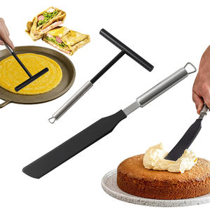 Ensemble d'ustensiles de cuisine en acier inoxydable 304 et nylon : Épandeur à crêpes et spatule, Épandeur de pâte pour crêpière, Spatule, Retourneur à gâteaux - Product Image 1