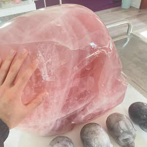 天然高品質クリスタルスカル卸売カスタムサイズビッグサイズラージローズクォーツスカル - Product Image 3