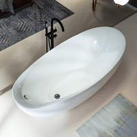 ICEGALAX taille personnalisée ovale autoportante baignoire en pierre artificielle Surface solide ménage salle de bain baignoires en acrylique