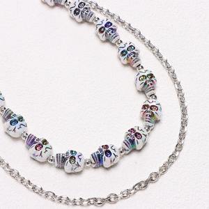 Chaîne de taille Hip Hop Punk Metal Skull à double couche avec pendentif perlé pour jeans, chaîne de corps décontractée et tendance - Product Image 4