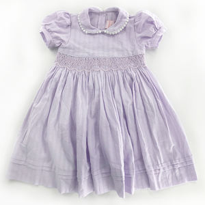 Robe smockée pour fille, vêtements pour enfants, boutique, fabrication artisanale, été, Noël, robe smockée en coton rose - Product Image 5