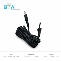 Câble d'alimentation CC 2 conducteurs 18AWG, fil isolé en PVC avec fiche CC, cordon d'alimentation CC 12V/24V pour appareils électroménagers, éclairage LED, caméra de sécurité