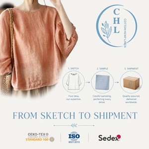 Nuove magliette Vintage in lino di cotone da donna con maniche a pipistrello sottili top <span class=keywords><strong>camicette</strong></span> Casual stile artistico elegante - Product Image 5