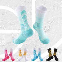 Chaussettes de basketball haut de gamme Gradient, chaussettes athlétiques épaisses et rembourrées, chaussettes de sport de compression professionnelles pour hommes et femmes