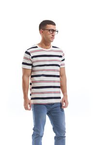 T-shirt personnalisé populaire en gros à la mode t-shirt à rayures à col rond pour hommes grande taille t-shirt décontracté uni pour hommes - Product Image 2