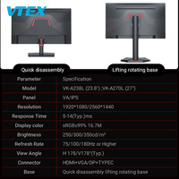 23.8 27 pouces 180Hz 240Hz moniteur de jeu Lcd ordinateur de bureau Led moniteurs de jeu à écran plat avec Interface type-c