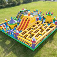Parcours d'obstacles gonflable commercial en PVC écologique pour grands jeux de défi pour adultes, aire de jeux sur mesure