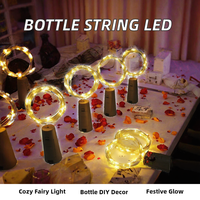 Lampu Tali Botol Cork 20 LED 2M Mini Perak Kawat Tembaga Lampu Peri Natal IP44 Cocok untuk DIY Pesta Pernikahan Dekorasi Meja