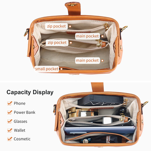 Sac en <span class=keywords><strong>cuir</strong></span> véritable pour femmes New Fashion Women's Simple Doctor's Handbag Vegetable Tanned Leather Single Shoulder Crossbody Pack - Product Image 5