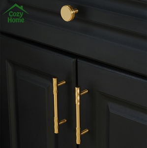 Soild Brass Handles for Cabinets Brushed Gold Cabinet Handles Knurled Cabinet Handle for Wardrobe Drawer Furniture Handles <strong>Knobs</strong> - Product Image 3