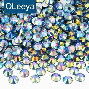 Strass en verre cristal OLeeya série métallique SS6-SS30, non thermocollants, à dos plat, pour vêtements DIY et accessoires 3D pour ongles - Product Image 1