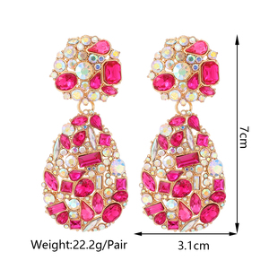 2023 nuovi arrivi orecchini pendenti Vintage a goccia grandi pendenti da donna di lusso colorati orecchini di diamanti a goccia di cristallo donna - Product Image 6