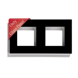 MVAVA/146/157mm doble marco de vidrio Panel de la UE/Reino Unido estándar de perlas de cristal de vidrio blanco negro Dorado de la pared enchufe interruptor