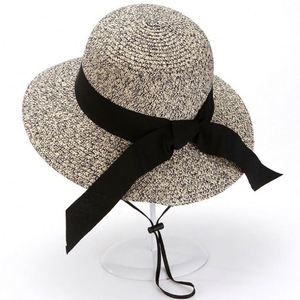 Summer Fashion Bow Shade Fisherman Panama <b>Hat</b> for <b>Women</b> Travel Vacation Folding Sun <b>Straw</b> Beach <b>Hat</b> - Product Image 1