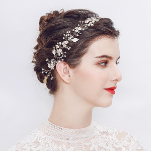 SLBRIDAL Handgemachte Verdrahtete Kristall Strass Perlen Blume Braut Haar Reben Haarband Hochzeit Stirnband Brautjungfern Frauen Schmuck - Product Image 2