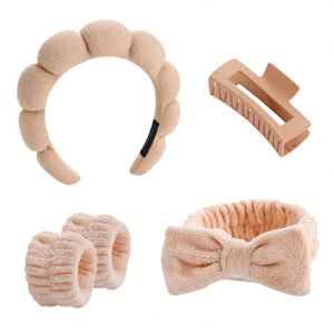 Set de 5 piezas de diadema y pulseras trenzadas suaves, diadema de corona alta para lavado facial, spa y maquillaje, accesorios dulces para el cuidado de la piel, regalo - Product Image 4