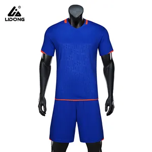 Lidong crea la tua maglia da calcio da uomo set maglia da calcio personalizzata maglia da calcio bianca blu vuota per la stampa