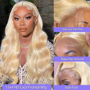 Оптовая продажа, дешевые прозрачные для швейцарских волос, волнистые волосы, Длинные 613 блонд, бразильские натуральные человеческие волосы, для кружевных фронтальных париков - Product Image 4