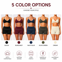 Ensemble de yoga pour femme GH avec logo personnalisé, color block, soutien-gorge de sport et short très extensibles, effet ventre plat, tenue de fitness et de gym