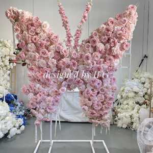 IFG 1.5x1.7m farfalla artificiale decorazioni <span class=keywords><strong>di</strong></span> nozze arco fiore sfondo rosa rosa per eventi - Product Image 6