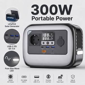 Estación de Energía Portátil de 300W, Generador Solar de Onda Sinusoidal Pura, USB-C PD 3.0, LED, para Camping, Emergencias al Aire Libre - Product Image 6