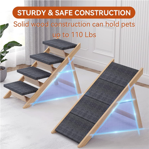 Foldable 4-<strong>Step</strong> Wood <strong>Dog</strong> Ramp Non-Slip Pet <strong>Steps</strong> Wooden <strong>Dog</strong> Stairs for Small Medium <strong>Dogs</strong> Cats <strong>Beds</strong> - Product Image 5