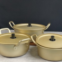 Ensemble de 6 casseroles rondes classiques en aluminium avec revêtement antiadhésif, compatibles lave-vaisselle et four, pour une utilisation domestique